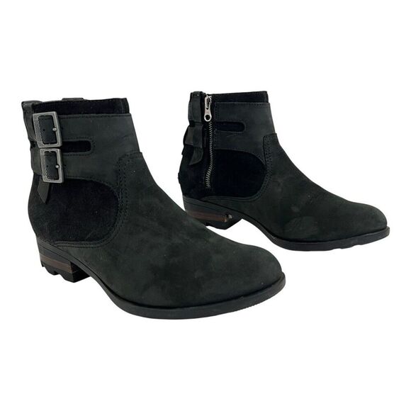 Sorel Shoes - Sorel Lolla Buckle Ankle Boots Women's Size 8.5 Black Suede Booties